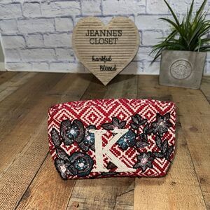 Kareena’s Monogram K Beaded/Embroidered Zipper Pouch
